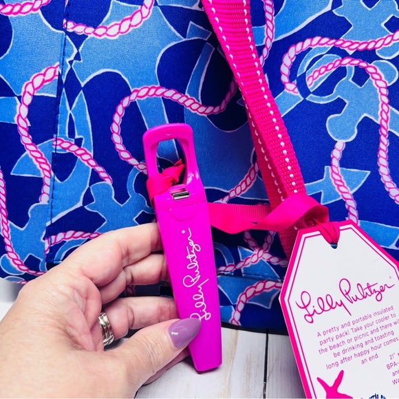 Lilly Pulitzer NWT Insulated Cooler Bag Booze Cruise Anchors Boating w/ Opener - Picture 4 of 10
